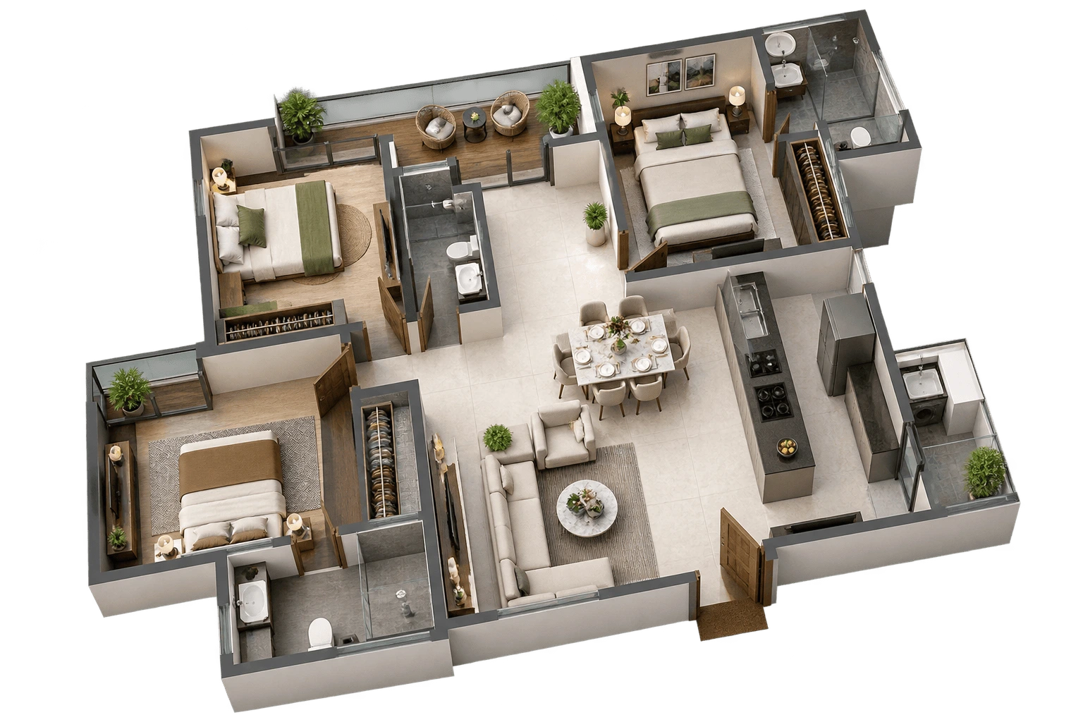 Sparkle Neoworld Lohegaon 3 BHK Floor Plan